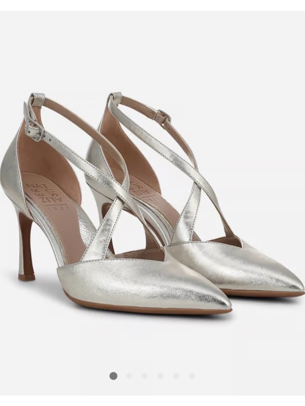 Naturalizer Metallic Silver Crisscross Pointed-Toe Heels